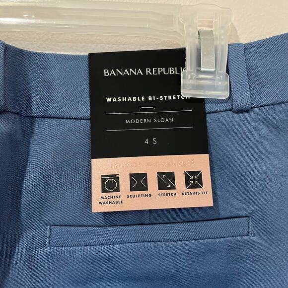 Banana Republic Modern Sloan Washable Bi-Stretch Ankle Pants Blue 4 Short - Picture 4 of 7